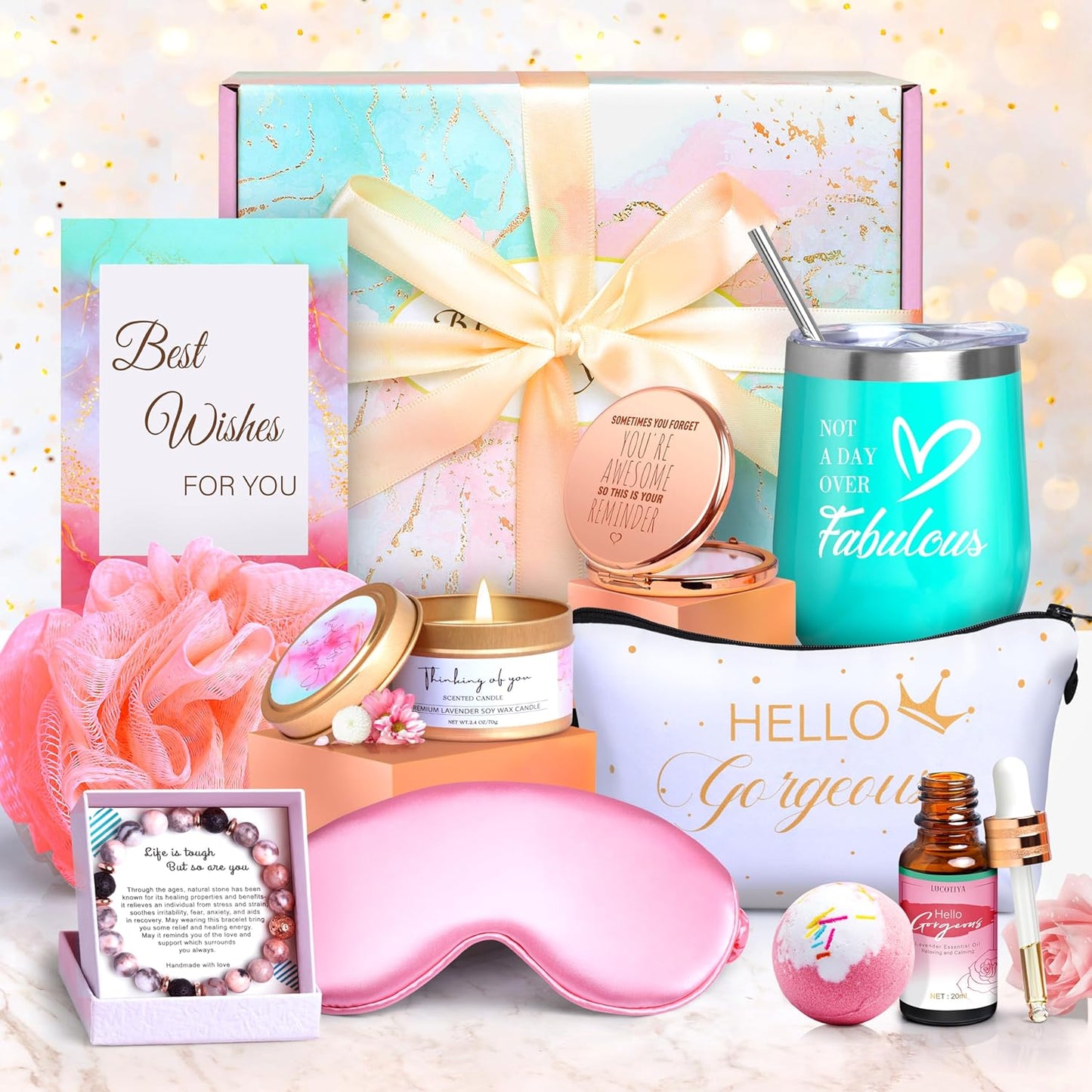 Happy Birthday Gifts for Women - Not a Day over Fabulous 12Oz Green Stainless Steel Tumbler with a Straw, Perfect for Christmas Gifts Self Care Spa Gifts Baskets for Women